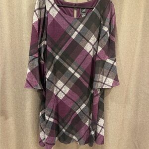JH Collectibles Purple and Gray Plaid Tunic Dress